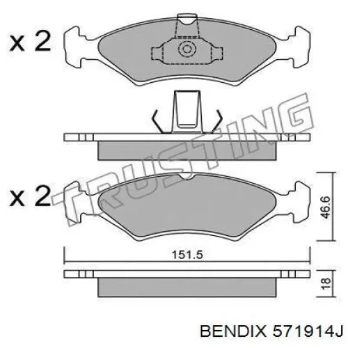 Pastillas delanteras de freno 571914J Jurid/Bendix