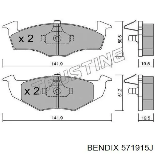 Передние тормозные колодки 571915J Jurid/Bendix