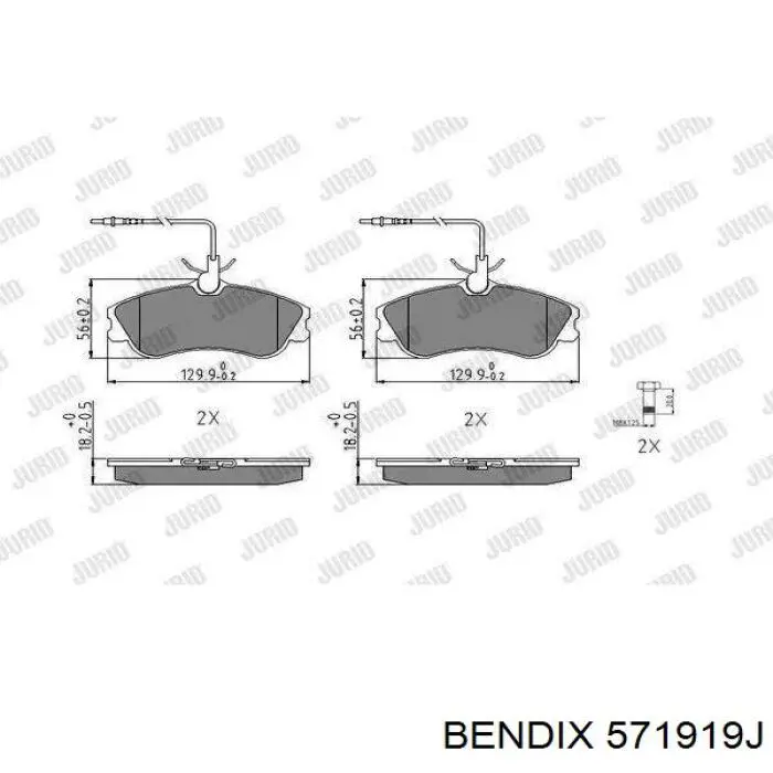 Pastillas de freno delanteras 571919J Jurid/Bendix