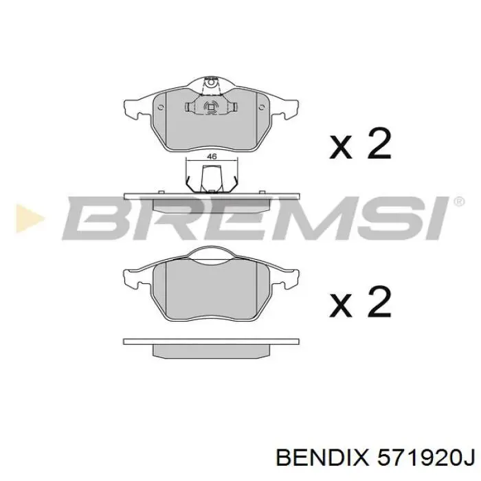 Передние тормозные колодки 571920J Jurid/Bendix