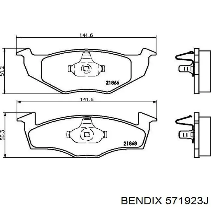 Колодки гальмівні передні, дискові 571923J Jurid/Bendix