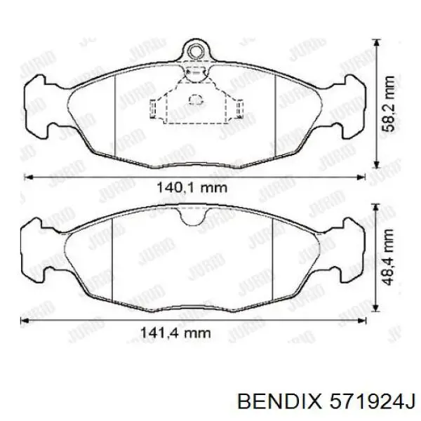 Pastillas de freno delanteras 571924J Jurid/Bendix