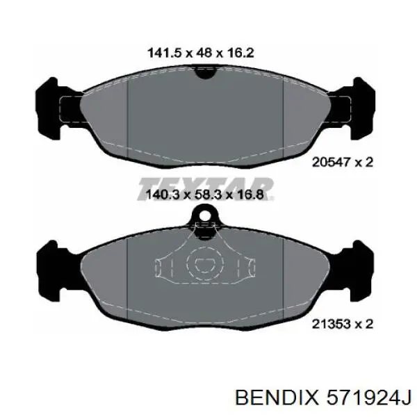 Передние тормозные колодки 571924J Jurid/Bendix