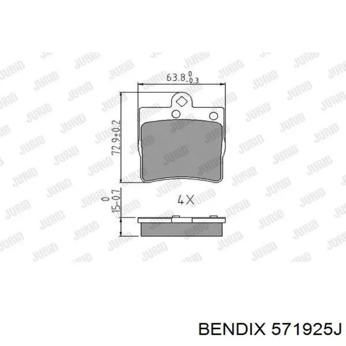 Задние тормозные колодки 571925J Jurid/Bendix