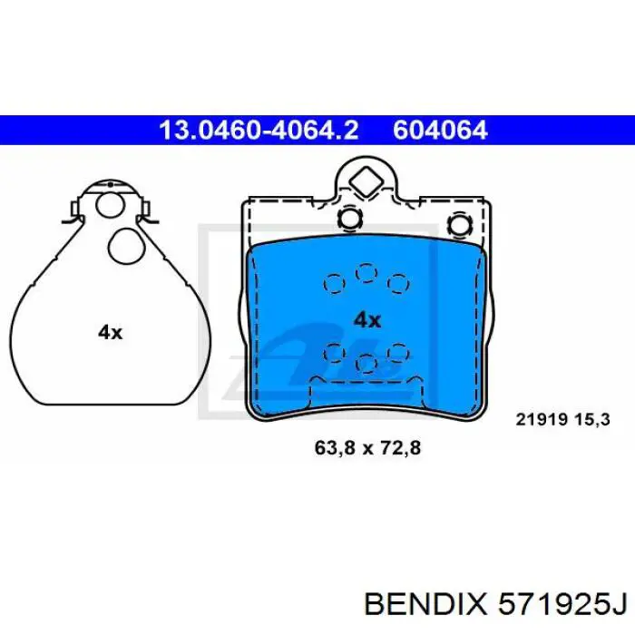 Задние дисковые колодки Jurid/Bendix 571925J