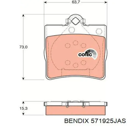 Задние дисковые колодки Jurid/Bendix 571925JAS