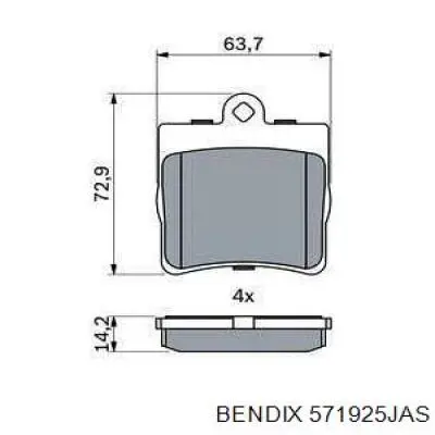 Задние тормозные колодки 571925JAS Jurid/Bendix