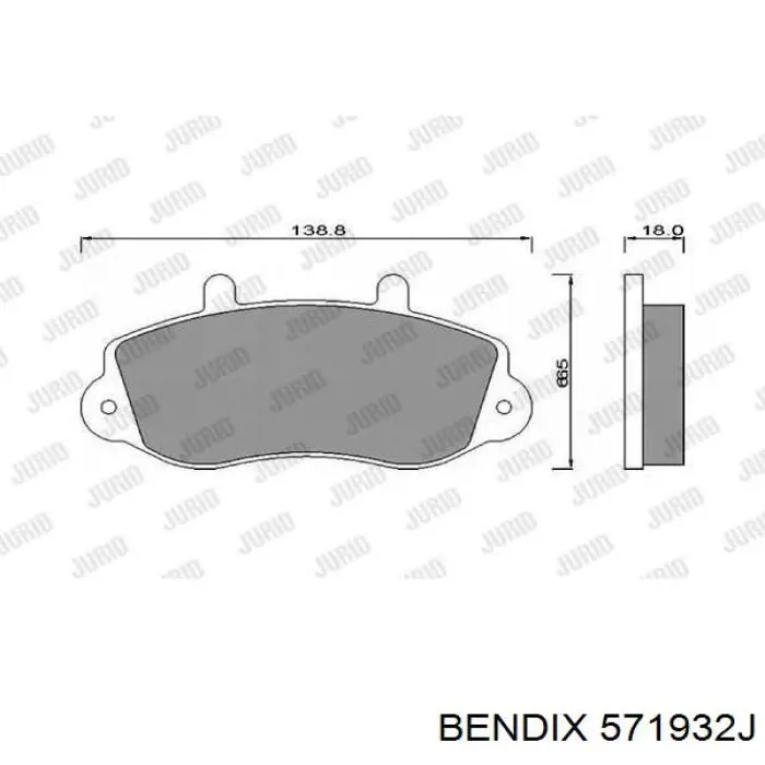 571932J Jurid/Bendix sapatas do freio dianteiras de disco