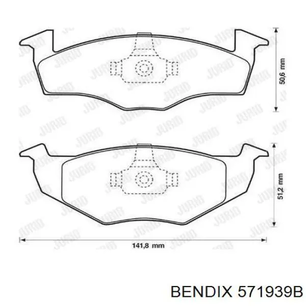 571939B Jurid/Bendix колодки тормозные передние дисковые