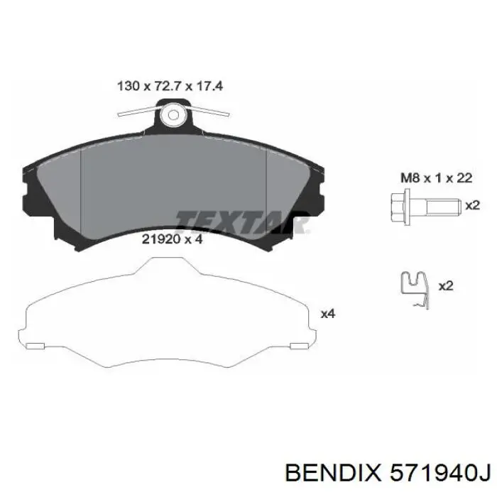 Тормозные колодки Jurid/Bendix 571940J