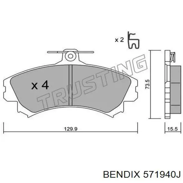 571940J Jurid/Bendix Колодки передние