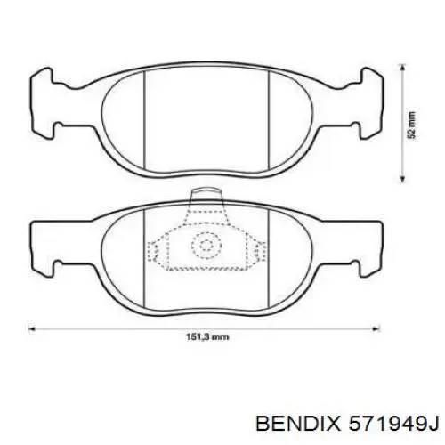 Передние тормозные колодки 571949J Jurid/Bendix