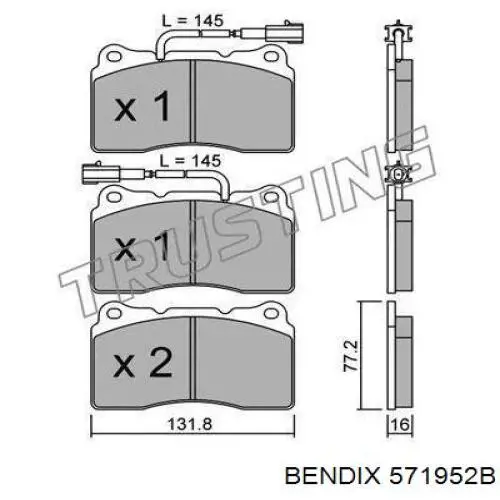 571952B Jurid/Bendix передние тормозные колодки