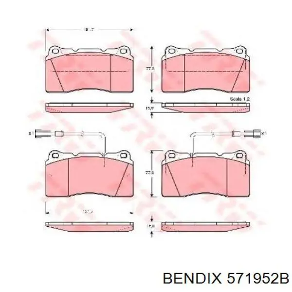 Передние тормозные колодки 571952B Jurid/Bendix