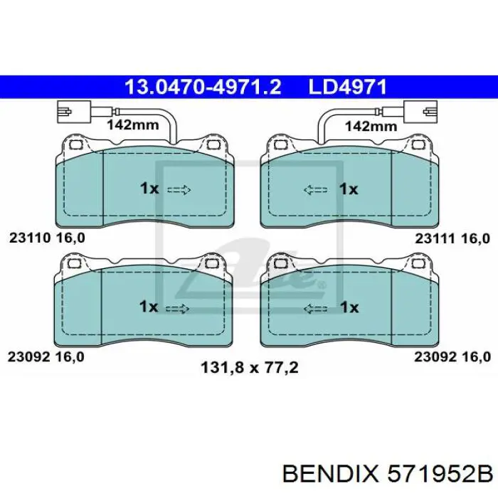 Тормозные колодки Jurid/Bendix 571952B