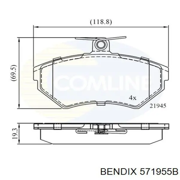 Тормозные колодки Jurid/Bendix 571955B