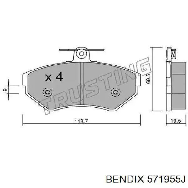 Тормозные колодки Jurid/Bendix 571955J