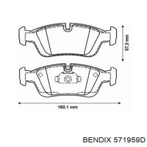 571959D Jurid/Bendix колодки тормозные передние дисковые