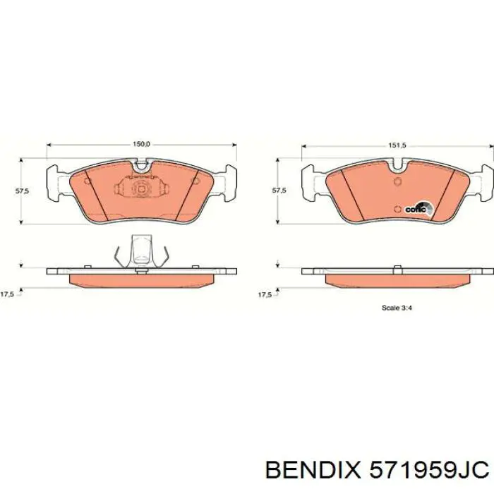 Колодки Jurid/Bendix 571959JC цена, от 29.74 USD