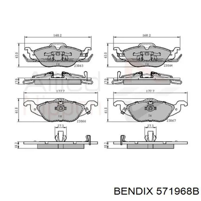 Тормозные колодки Jurid/Bendix 571968B