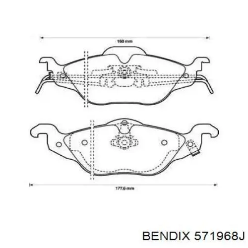571968J Jurid/Bendix колодки тормозные передние дисковые