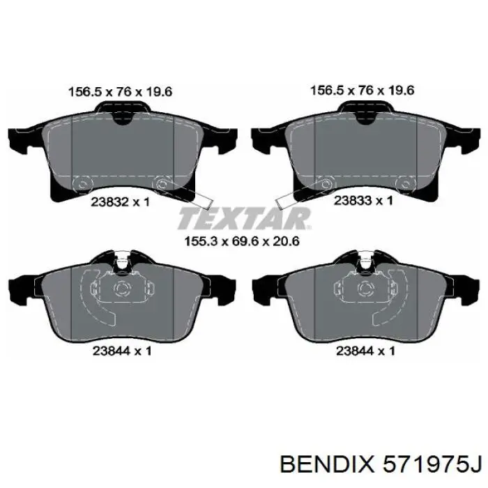 Передние тормозные колодки 571975J Jurid/Bendix
