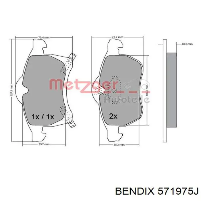 Тормозные колодки Jurid/Bendix 571975J