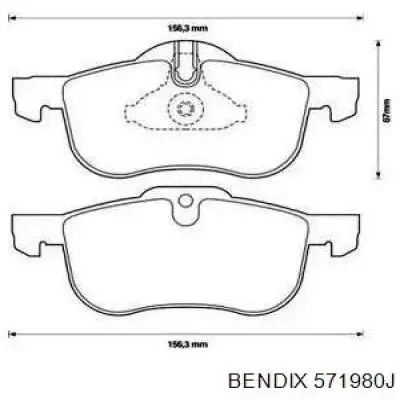 Передние тормозные колодки 571980J Jurid/Bendix