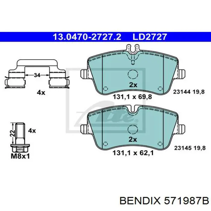 Купить 571987B Jurid/Bendix Колодки тормозные