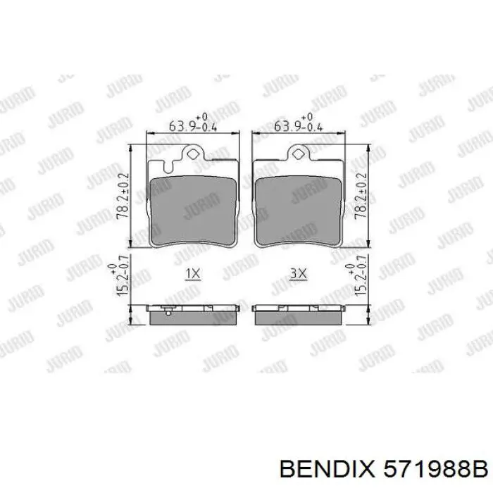 571988B Jurid/Bendix Колодки тормозные дисковые комплект