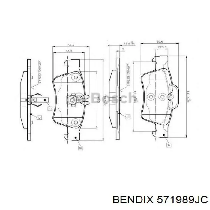 Колодки дисковые  Jurid/Bendix 571989JC цена, от 32.45 USD