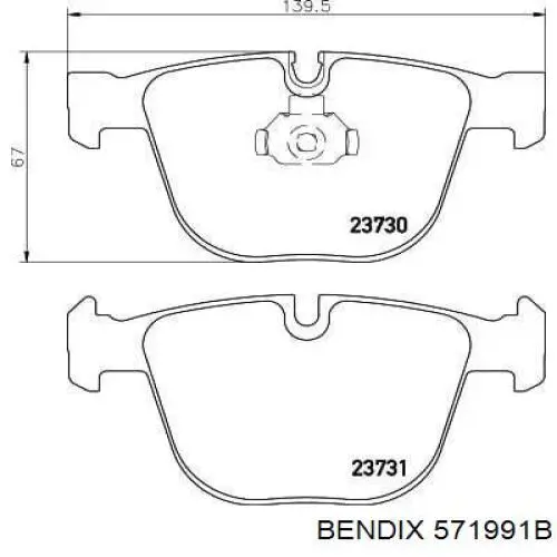 571991B Jurid/Bendix колодки тормозные задние дисковые