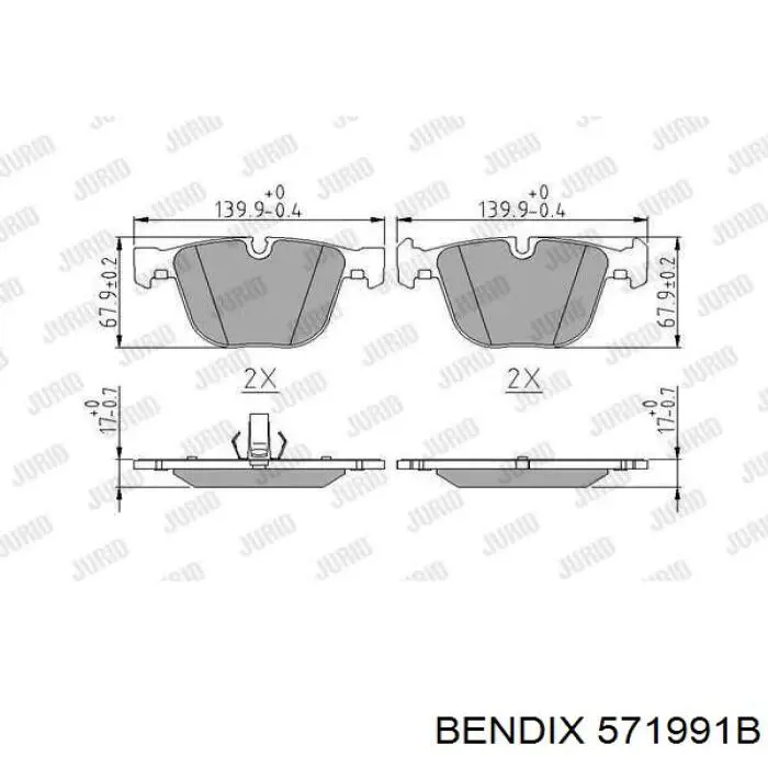 Колодки дисковые  Jurid/Bendix 571991B цена, от 35.79 USD
