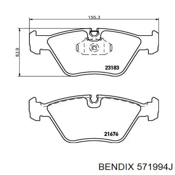 571994J Jurid/Bendix Колодки передние