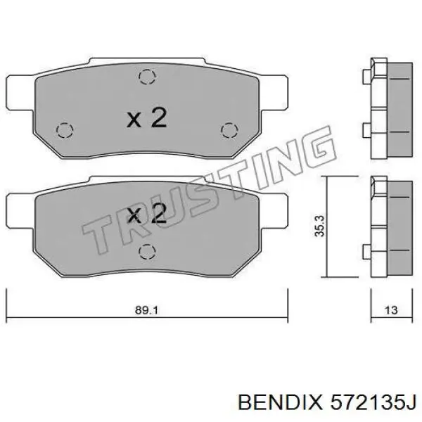 Задние тормозные колодки 572135J Jurid/Bendix