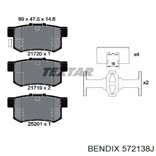 Задние дисковые колодки Jurid/Bendix 572138J
