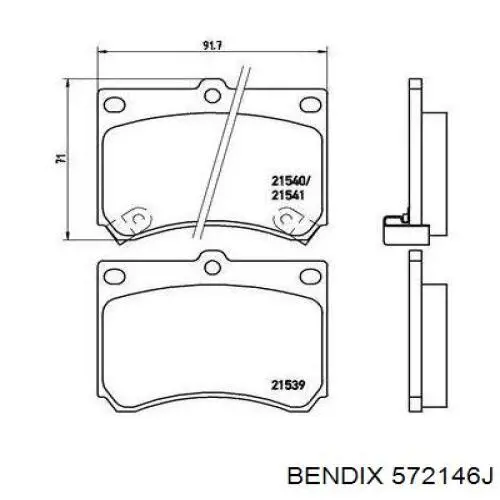 Передние тормозные колодки 572146J Jurid/Bendix