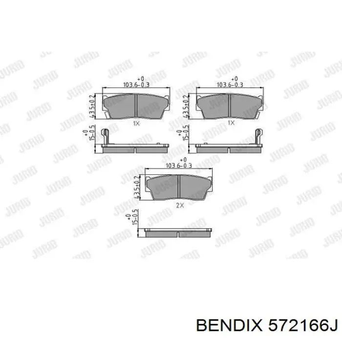 Передние тормозные колодки 572166J Jurid/Bendix