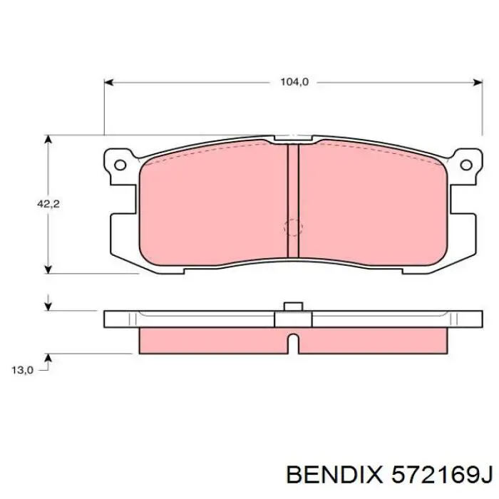 Задние тормозные колодки 572169J Jurid/Bendix