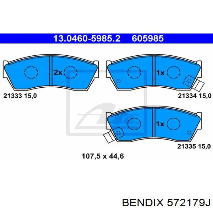 Передние тормозные колодки 572179J Jurid/Bendix