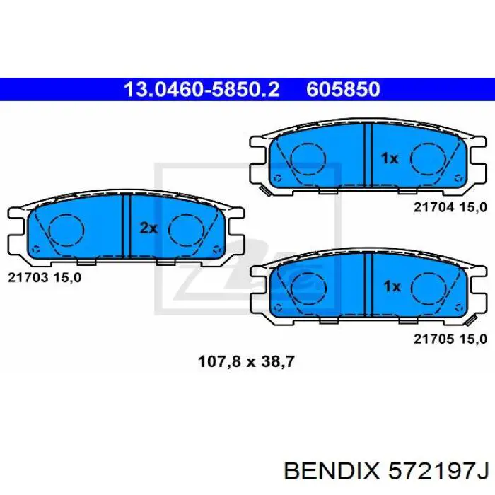 Задние тормозные колодки 572197J Jurid/Bendix