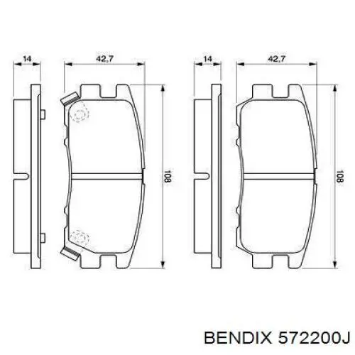 Задние тормозные колодки 572200J Jurid/Bendix