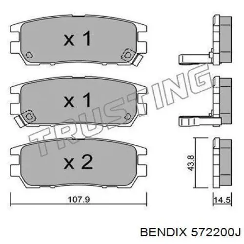 Задние тормозные колодки 572200J Jurid/Bendix