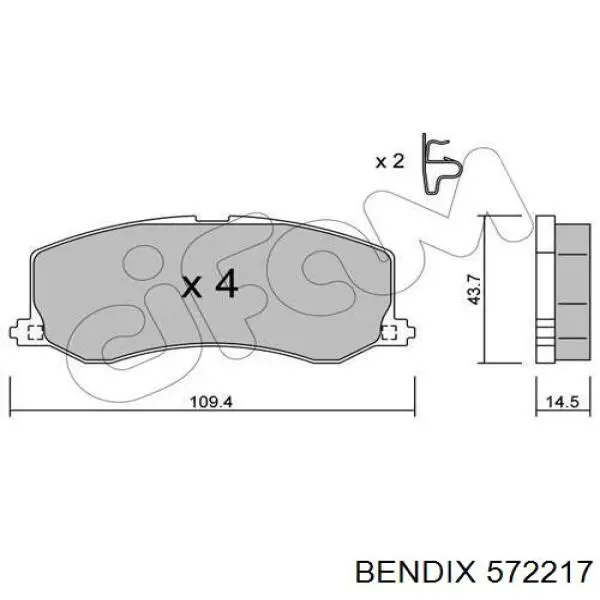 Передние тормозные колодки 572217 Jurid/Bendix