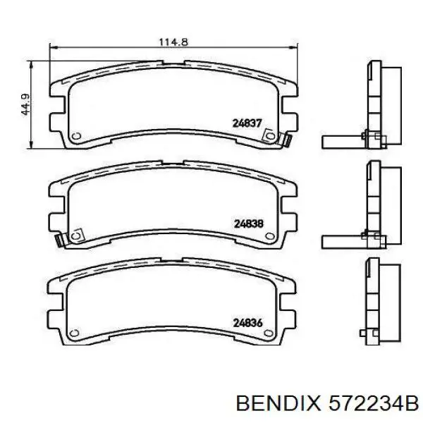 572234B Jurid/Bendix колодки тормозные задние дисковые