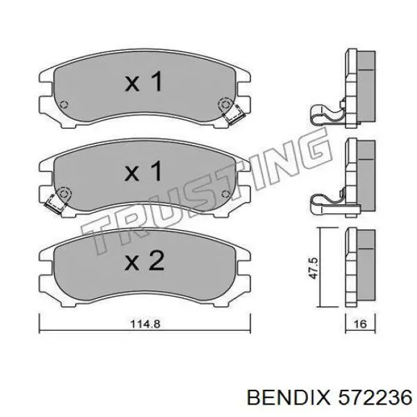 Передние тормозные колодки 572236 Jurid/Bendix