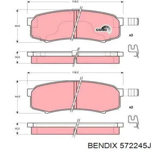 Задние тормозные колодки 572245J Jurid/Bendix