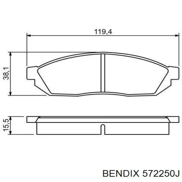 Передние тормозные колодки 572250J Jurid/Bendix