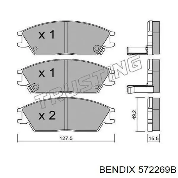 572269B Jurid/Bendix колодки тормозные передние дисковые