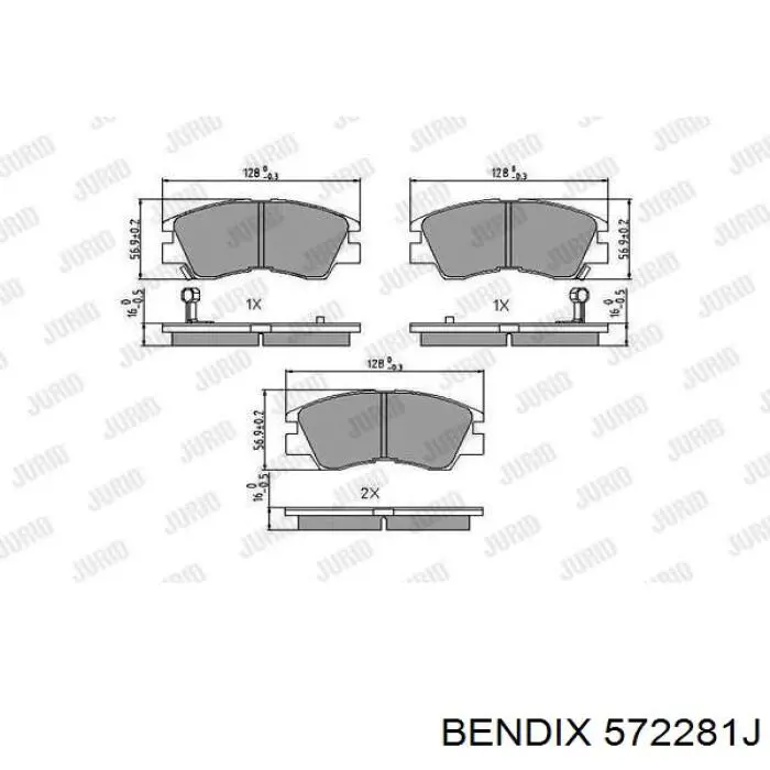 Передние тормозные колодки 572281J Jurid/Bendix